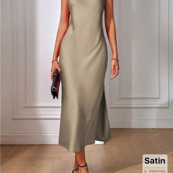 NEW Emery Rose Satin Sleeveless Dress Golden Brownish Color Size Large 8/10 - Picture 2 of 3